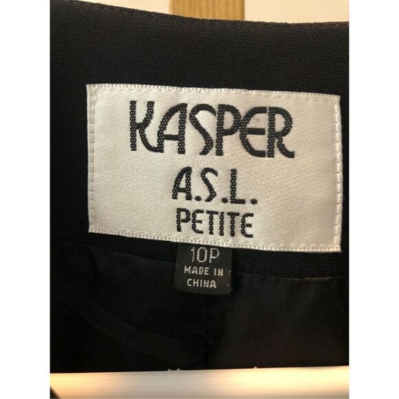 Kasper A.S.L. Women’s Black Lace Trim Button Up Elegant Suit Jacket Blazer Size - Picture 6 of 8